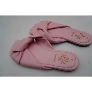 Sam & Libby Womens Sz 8.5 Tallulah Pink Twist Knot Square Toe Flat Summer Slides